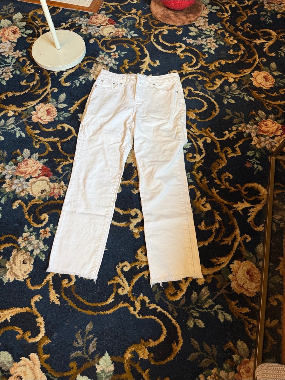 crown & ivy high rise vintage straights with distressed hem- worn a few times